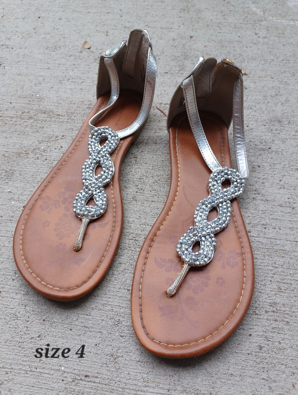 Silver Strappy Flat Sandals